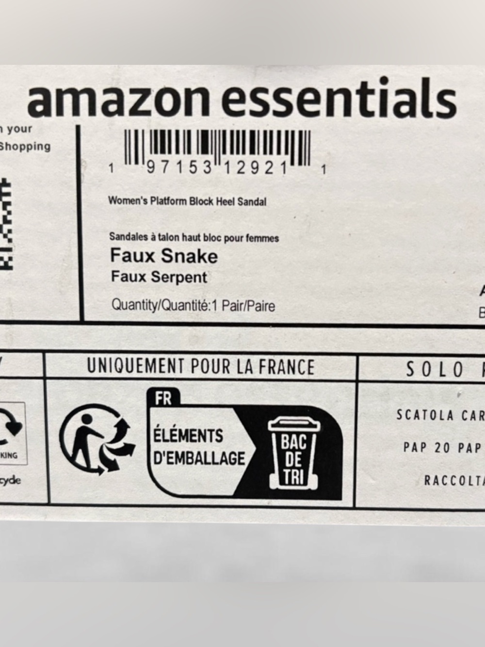 Amazon Essentials Snake Print Platform Block Heel Sandals Womens Size 8 NIB - Picture 8 of 8